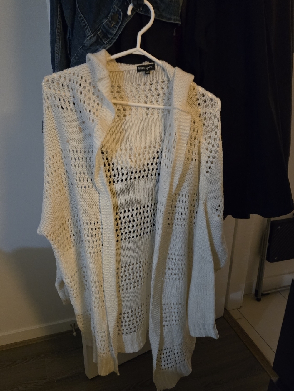 Loungeable Open-Knit Hooded Cardigan - White